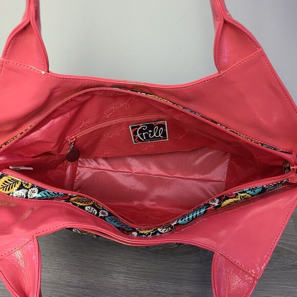 Vera Bradley Frill Collection Tote Bag Pink Snails Blue Yellow Leaves - Picture 4 of 11